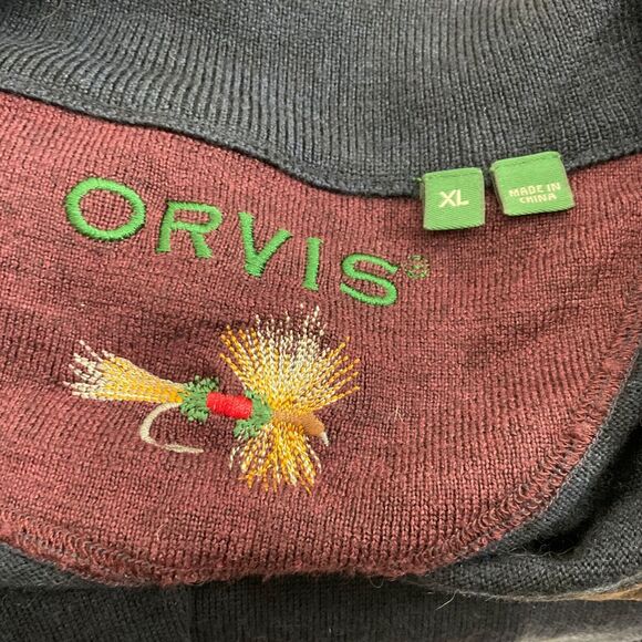 ORVIS FLY FISHING SWEATER MERINO WOOL PULLOVER 1/4 button MEN'S SZ XL Bloke Core - Picture 3 of 12